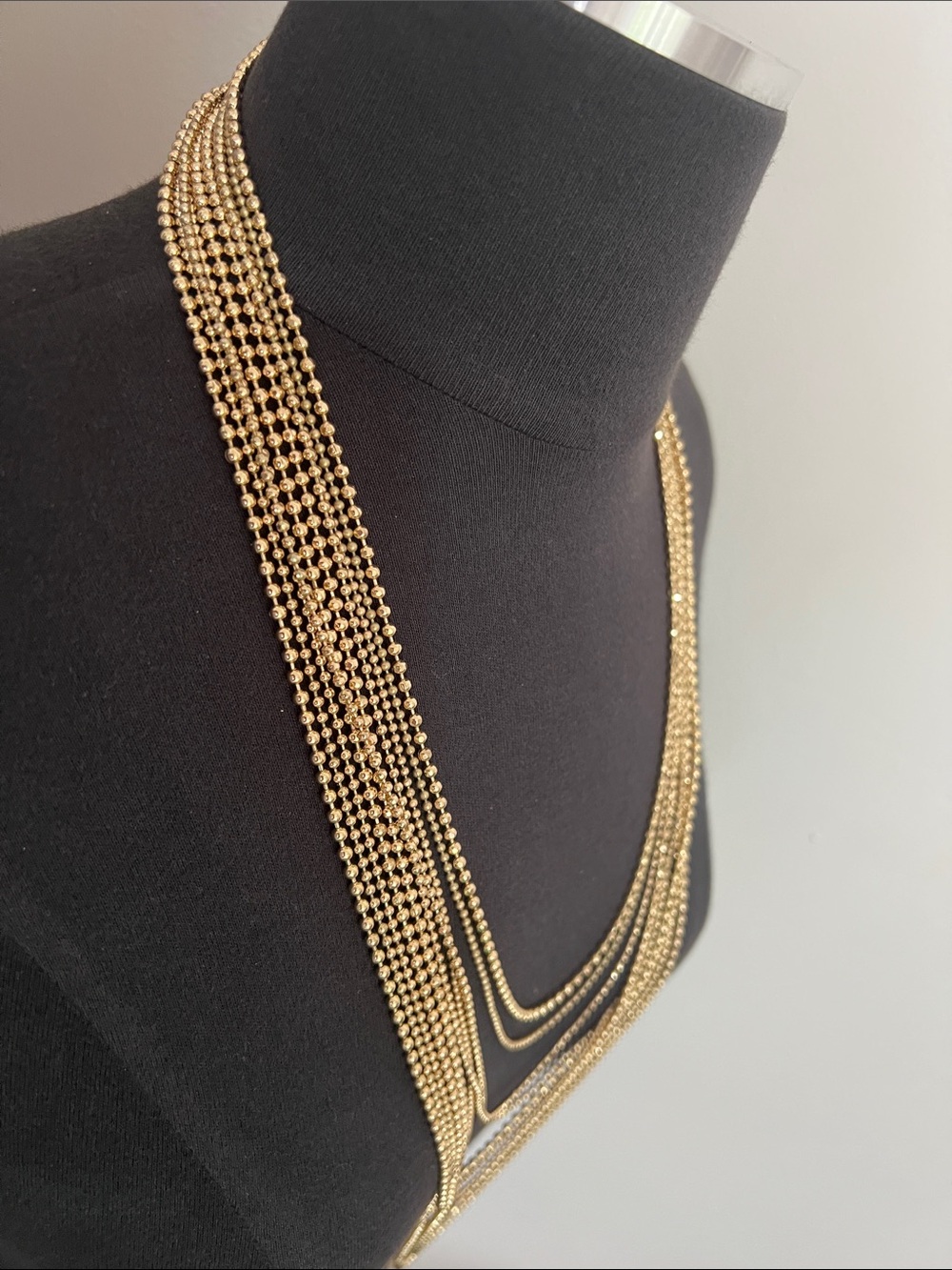 Chico's Gold Multi-Strand Beaded Necklace - Picture 2 of 9